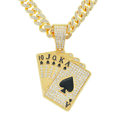 Pendentif Poker incrusté de diamants Collier Accessoires Pendentif