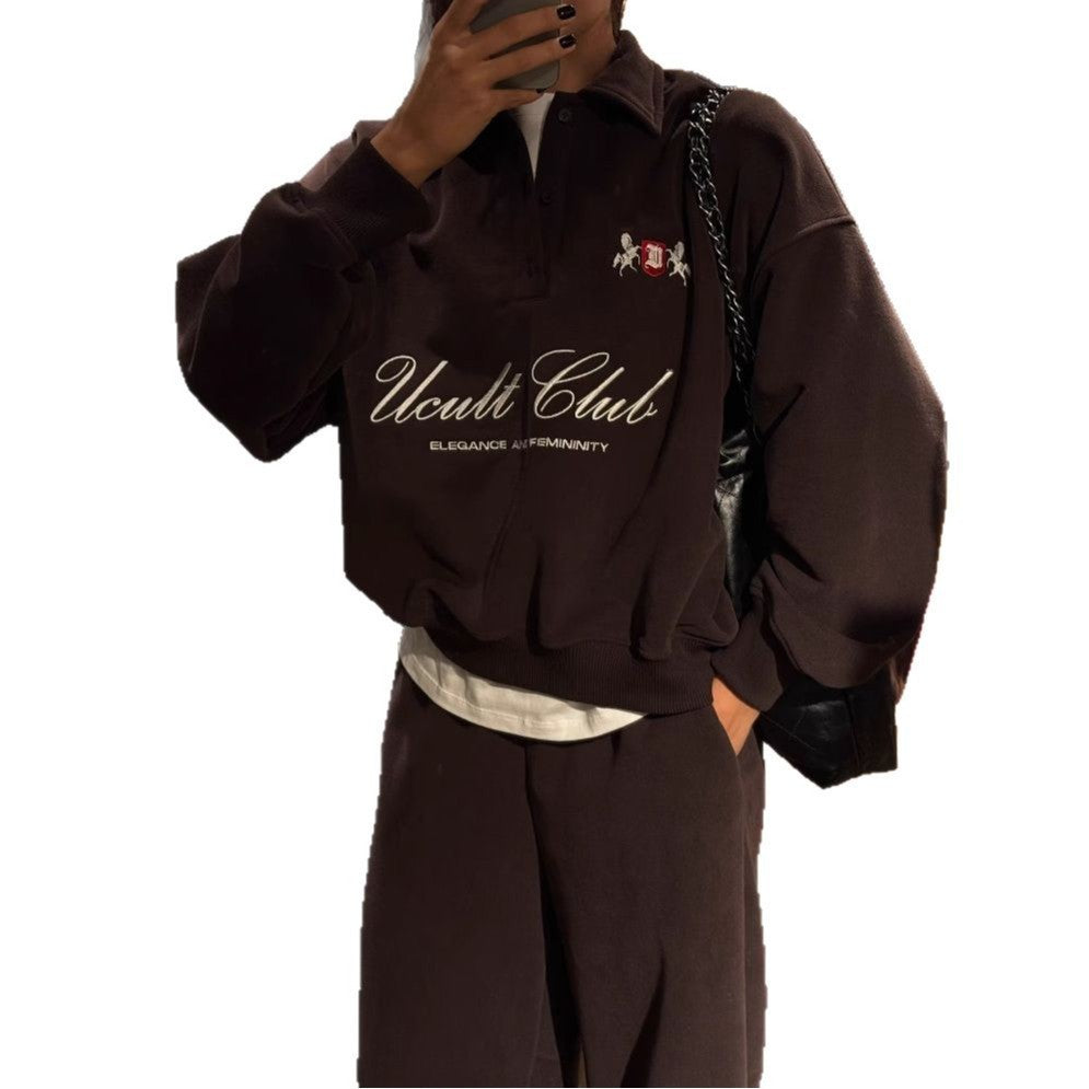 Women's Letter Embroidered Pullover Top