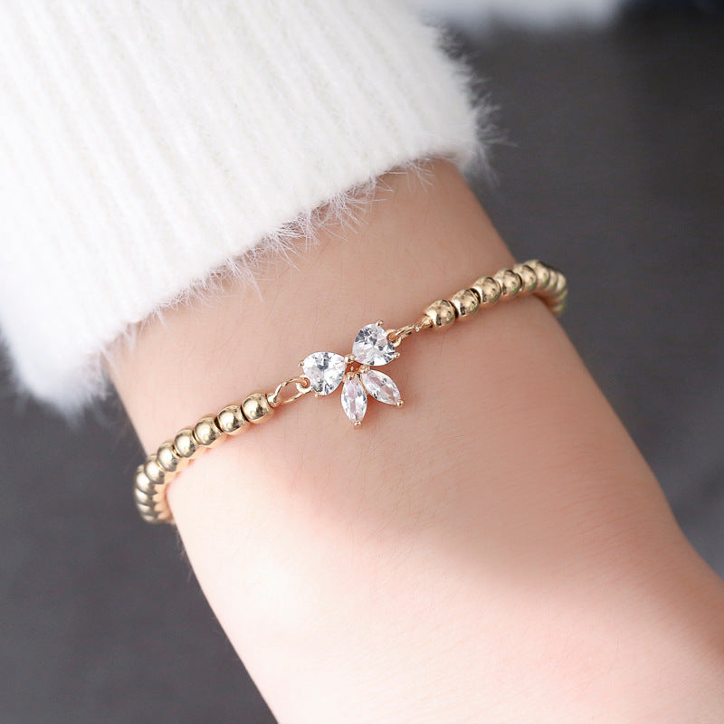 Micro-inlaid Zircon Bow Bracelet Korean Edition