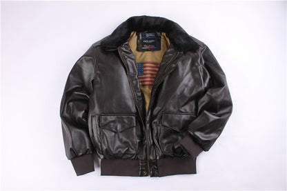 Retro Air Force Fur Leather Locomotive Fur Collar