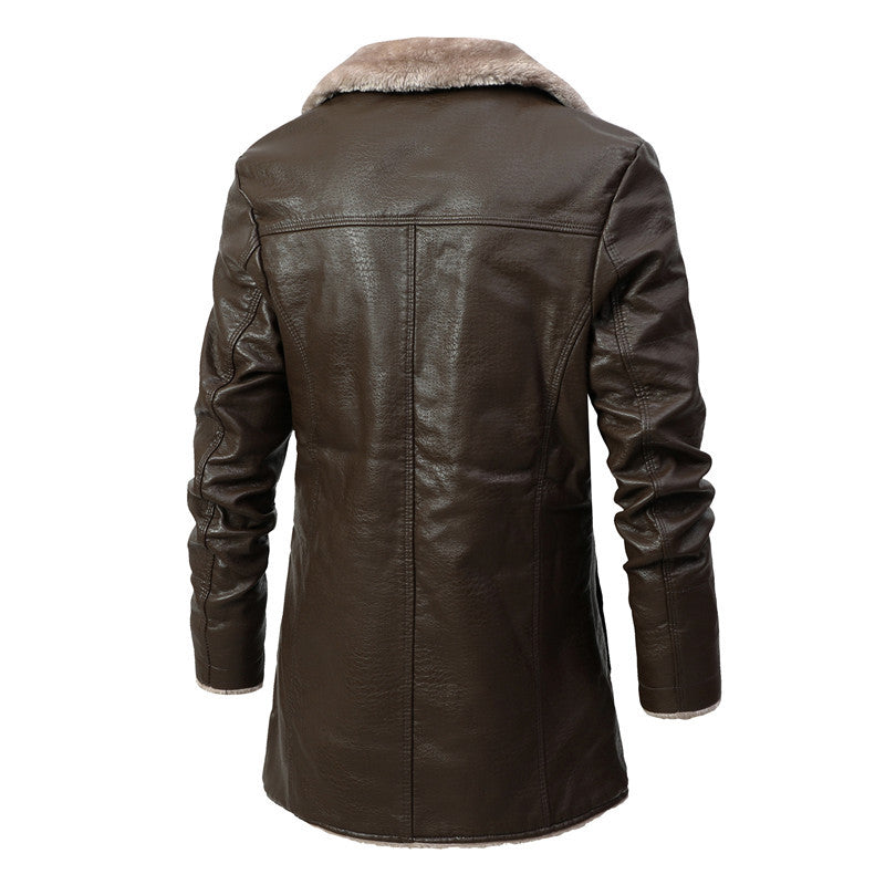 Chaqueta de felpa de piel con traje de solapa grande de felpa para hombre