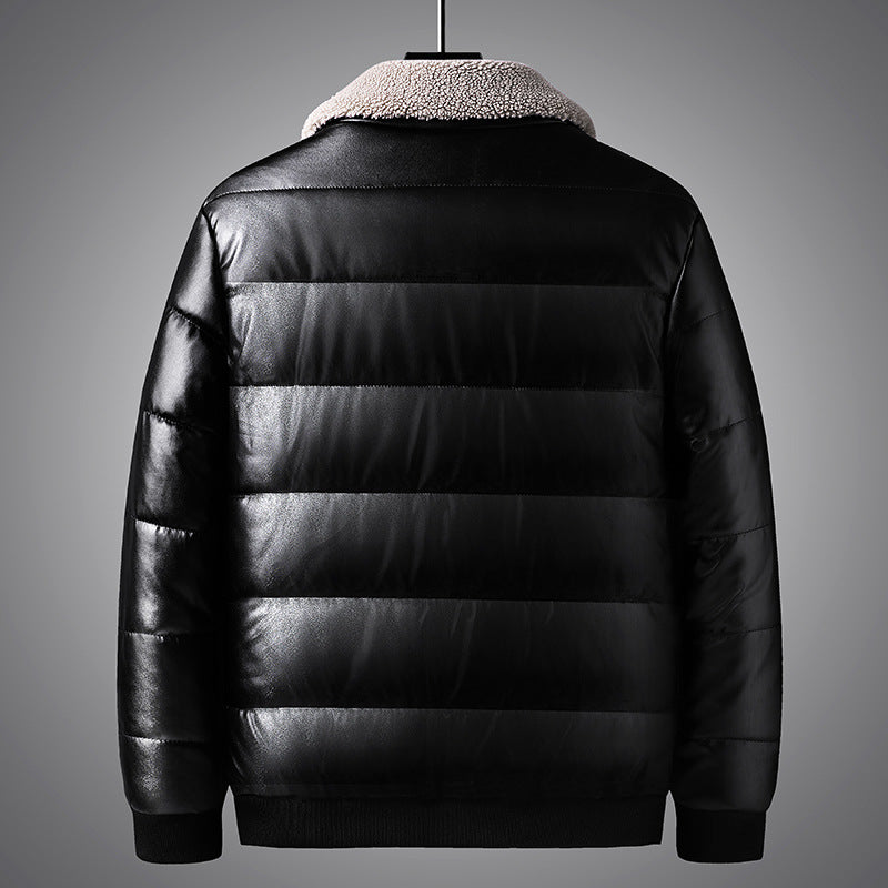 chaqueta de invierno de moda con cuello de solapa para hombre engrosada