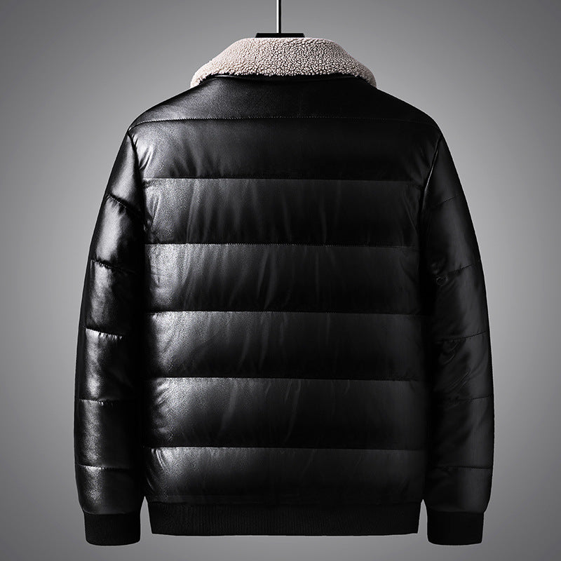 Lapel Collar Trendy Men's Winter Jacket Thickened