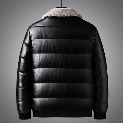 Lapel Collar Trendy Men's Winter Jacket Thickened