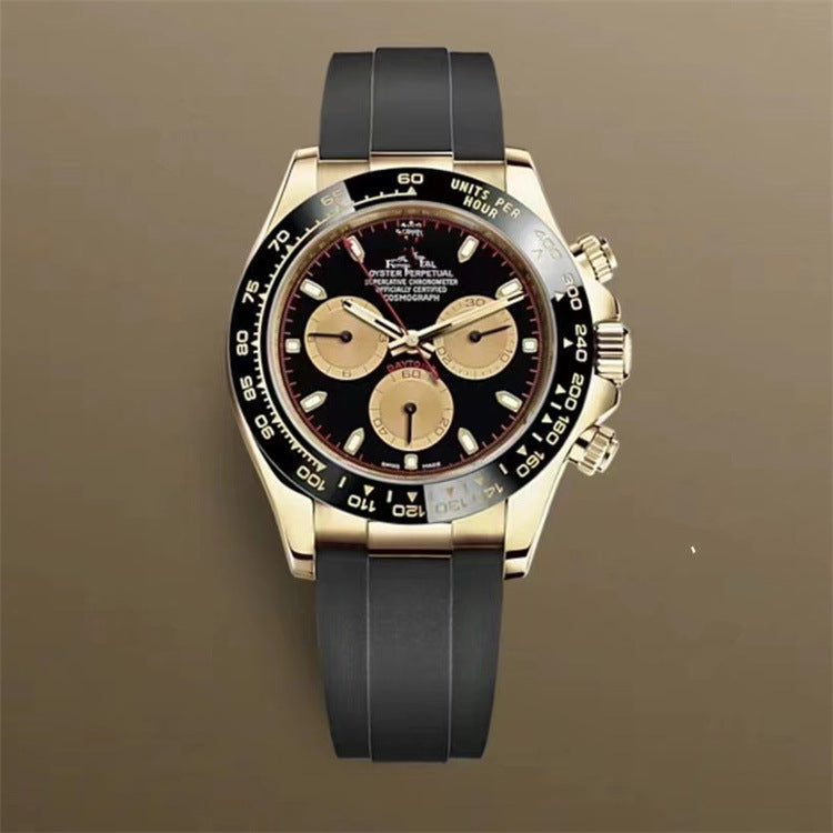 Popular Daytona, reloj mecánico de tres ojos y seis agujas, correa de acero para hombre, reloj de correa de cuarzo multifuncional