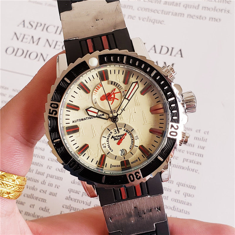 Reloj Atenas con cinta de cuarzo y 5 agujas para hombre