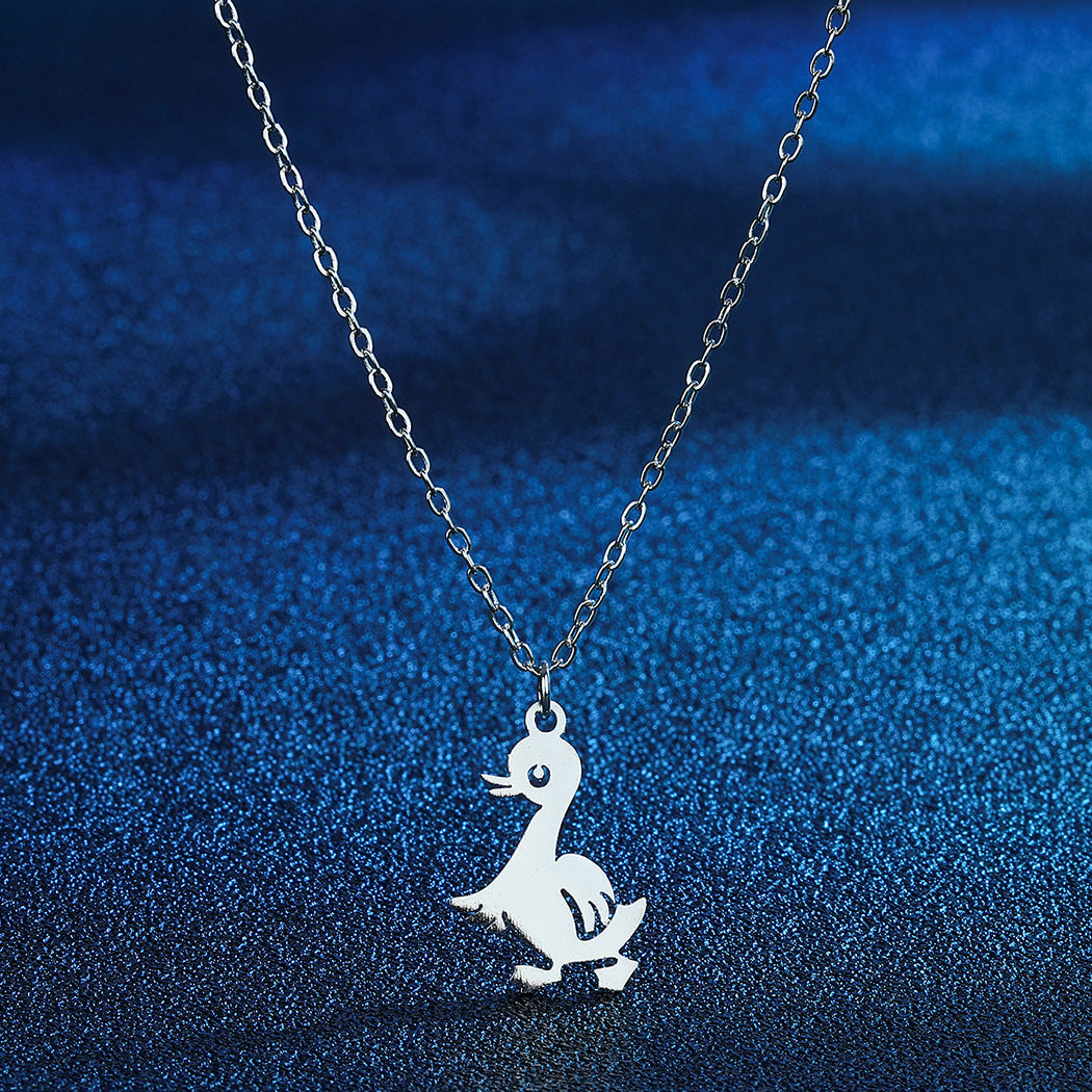 European And American Style Cute Little Duck Simple Stainless Steel Necklace Ornament