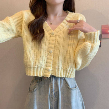 Early Spring Cardigan Short V-neck Sweater Coat