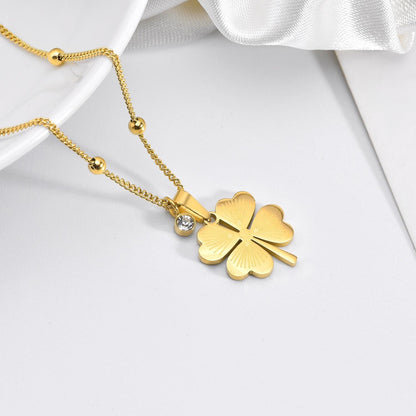 Diamond Hollow Pattern Love Clover Necklace