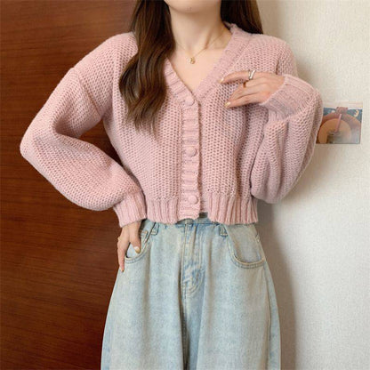 Early Spring Cardigan Short V-neck Sweater Coat