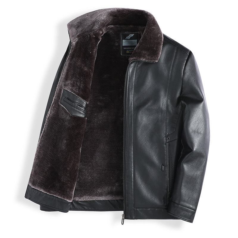 Plush Thick Leather Men's Free Care Jacket