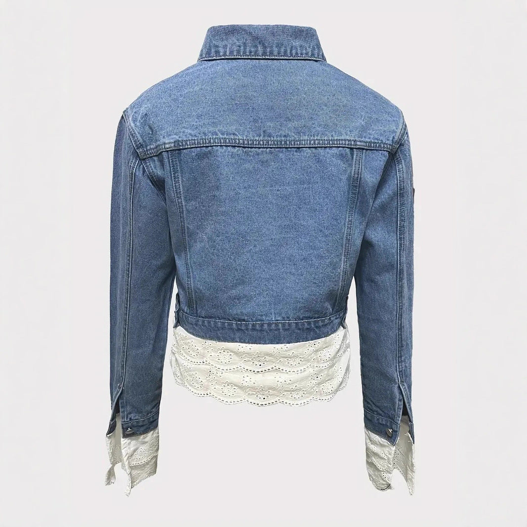 Lace Stitching Fashion Denim Jacket