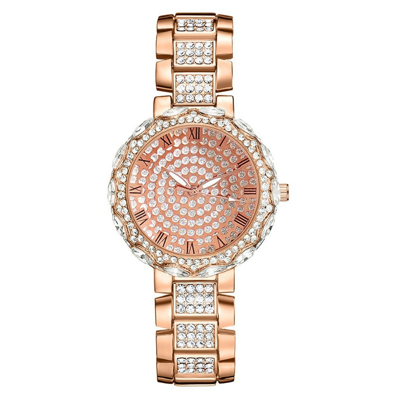 Reloj de cuarzo de moda para mujer engastado con diamantes y pedrería