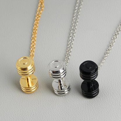 Exercise Fitness Dumbbell Necklace Barbell Lovers Pendant