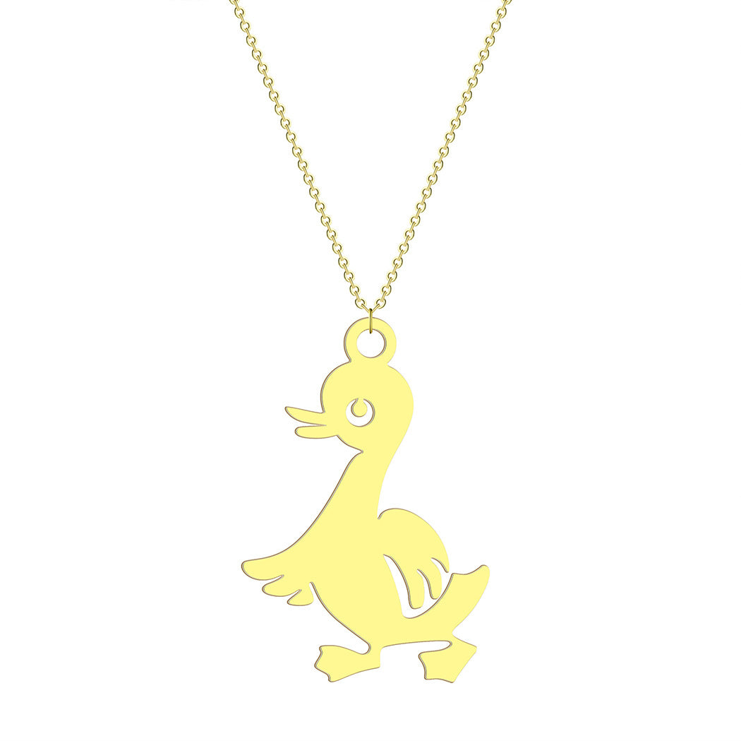 Ornement simple de collier d'acier inoxydable de petit canard mignon de style européen et américain