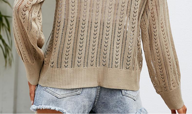 Cárdigan ligero de punto con frente abierto y hueco para mujer