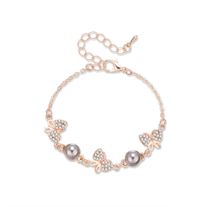 Bracelet Alliage Avec Strass Et Perles Points