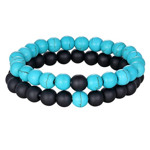 Bracelet Perles Turquoise Naturelle Givrée 8mm