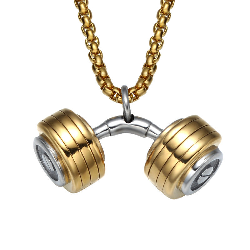 Dumbbell Pendant Stainless Steel Necklace Sporty Style