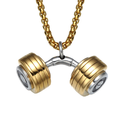 Dumbbell Pendant Stainless Steel Necklace Sporty Style