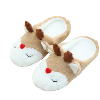 Love Elk Plush Home Warm Slippers