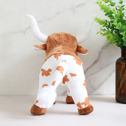 Simulación Longhorn Highland vaca muñeco de peluche Animal de dibujos animados