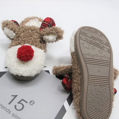 Winter Anti-skid Waterproof Cute Warm Home Elk Cotton Slippers