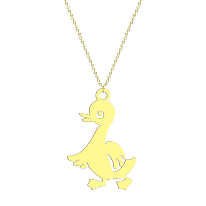 European And American Style Cute Little Duck Simple Stainless Steel Necklace Ornament