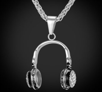 biker hiphop 316L stainless steel Headset Necklace for Men