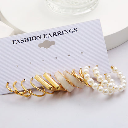 Creative Retro Geometric Pearl Earrings Set