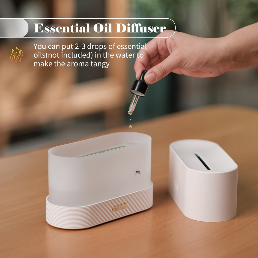 Diffuseur d'arômes avec humidificateur à brouillard léger à flamme Diffuseur d'aromathérapie avec protection automatique sans eau pour spa, bureau de yoga à domicile
