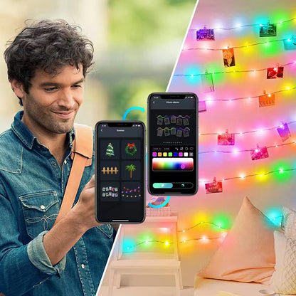 Luces de cadena de control de punto inteligente de decoración navideña al aire libre