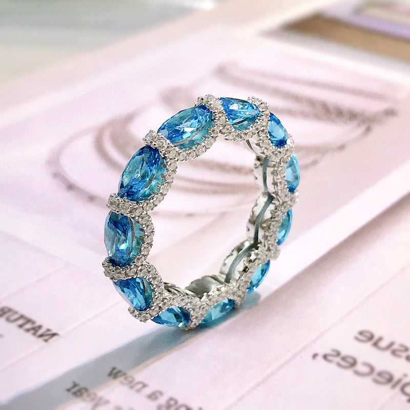 Anillo de piedras preciosas artificiales de diamantes completos 925