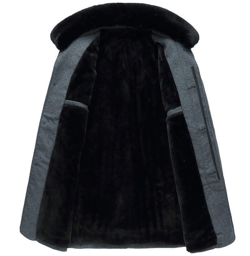 Abrigo de lana con cuello de lana para hombre.