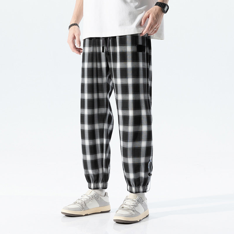 Black And White Plaid Pants Men And Women Hong Kong Style Japanese Checkered