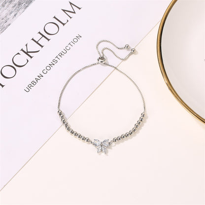 Micro-inlaid Zircon Bow Bracelet Korean Edition