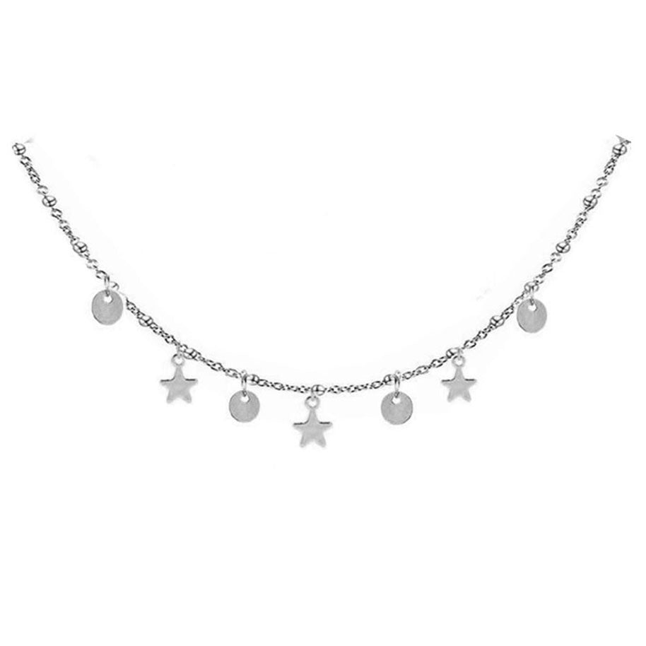 Borla de moda europea y americana Nuevo collar de lentejuelas de estrella de acero inoxidable de 3 capas