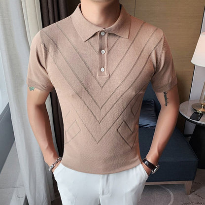 New Short Sleeve Knit Polo Shirt Loose Top