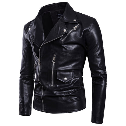 Men's Motorcycle Multi Zip Leather Coat