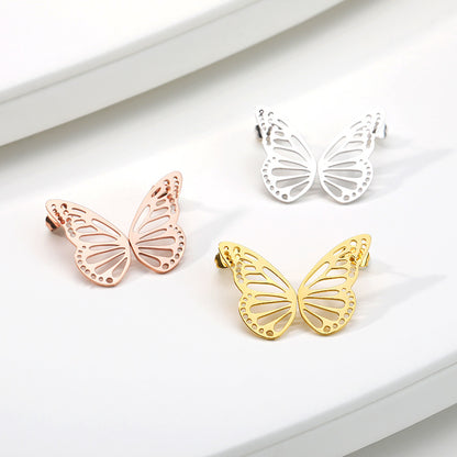 Korean Style Simple Butterfly Studs Stainless Steel Hollow