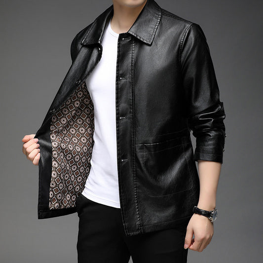 Autumn New Young And Middle-aged Leather Jacket