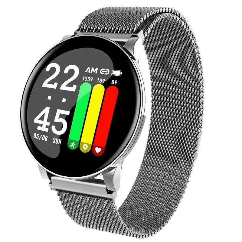 Montre Intelligente Ronde Point Unique Exercice Podomètre Moniteur de Fréquence Cardiaque Bracelet Intelligent