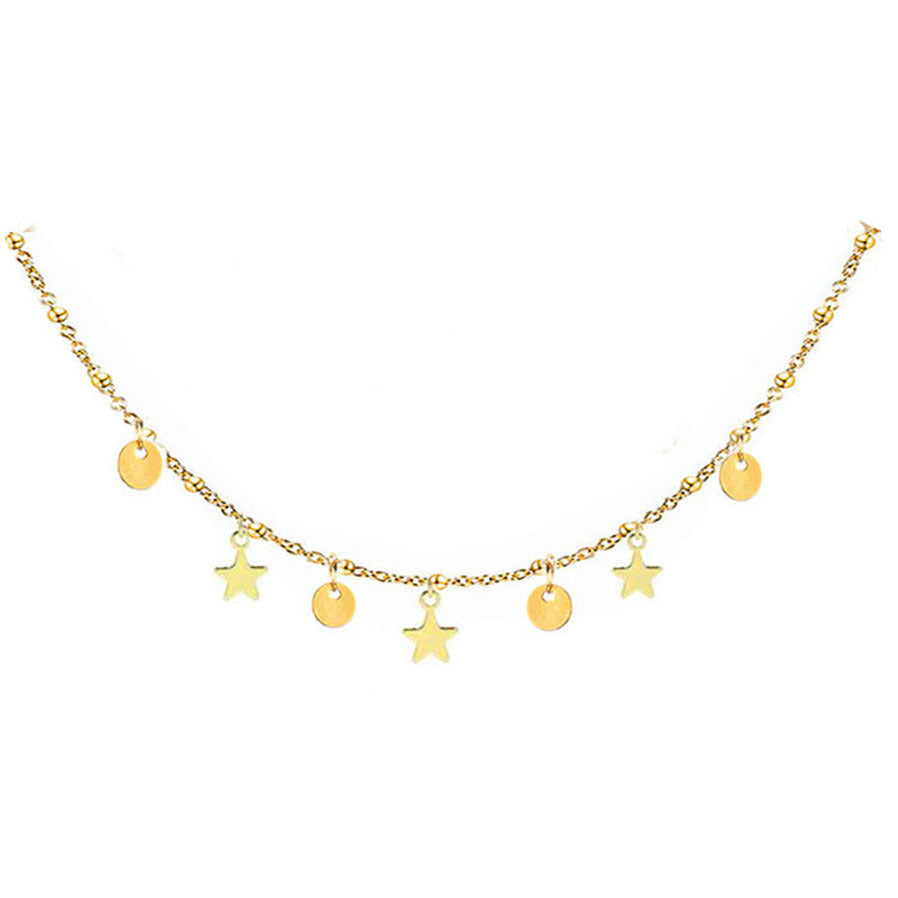 Borla de moda europea y americana Nuevo collar de lentejuelas de estrella de acero inoxidable de 3 capas