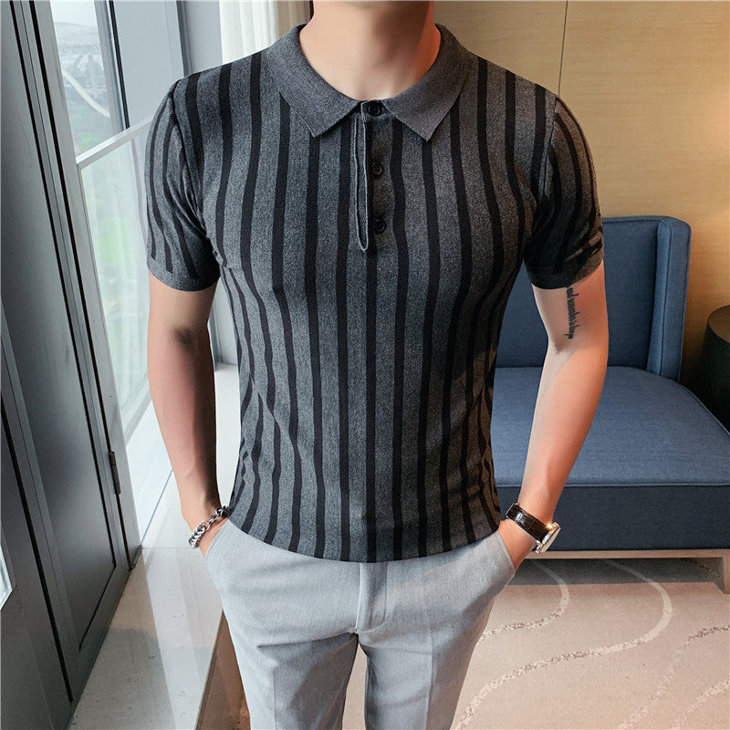 Men's Knitted POLO Shirt Slim Fit Big Stretch