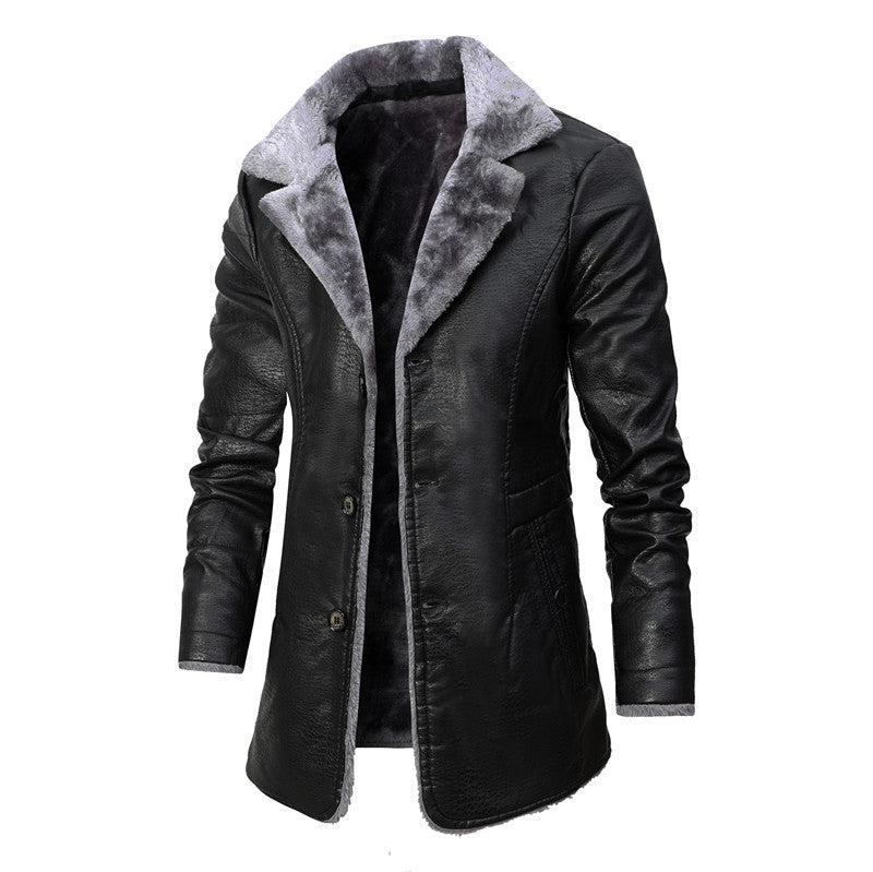 Chaqueta de felpa de piel con traje de solapa grande de felpa para hombre