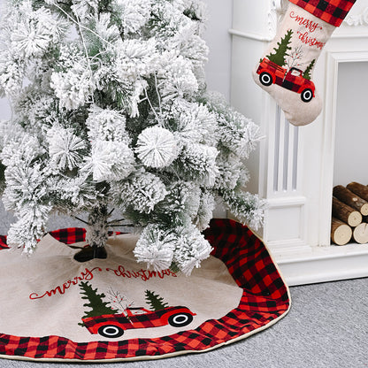 Falda de lino para árbol, árbol de Navidad para coche, decoración navideña de 120CM