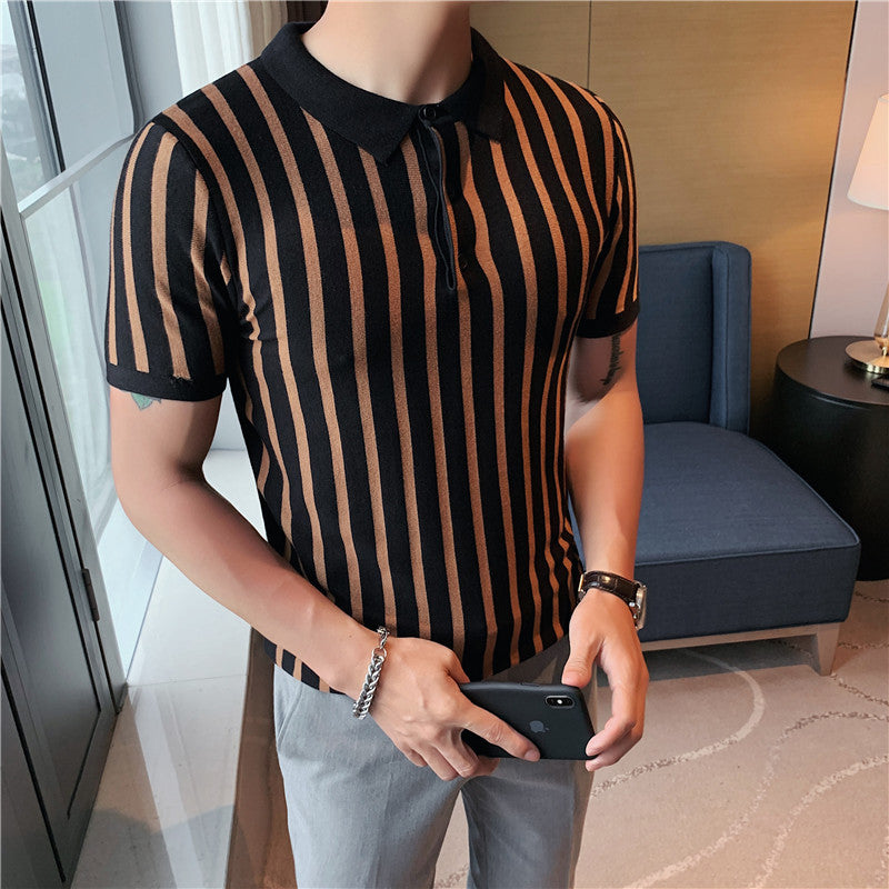 Men's Knitted POLO Shirt Slim Fit Big Stretch