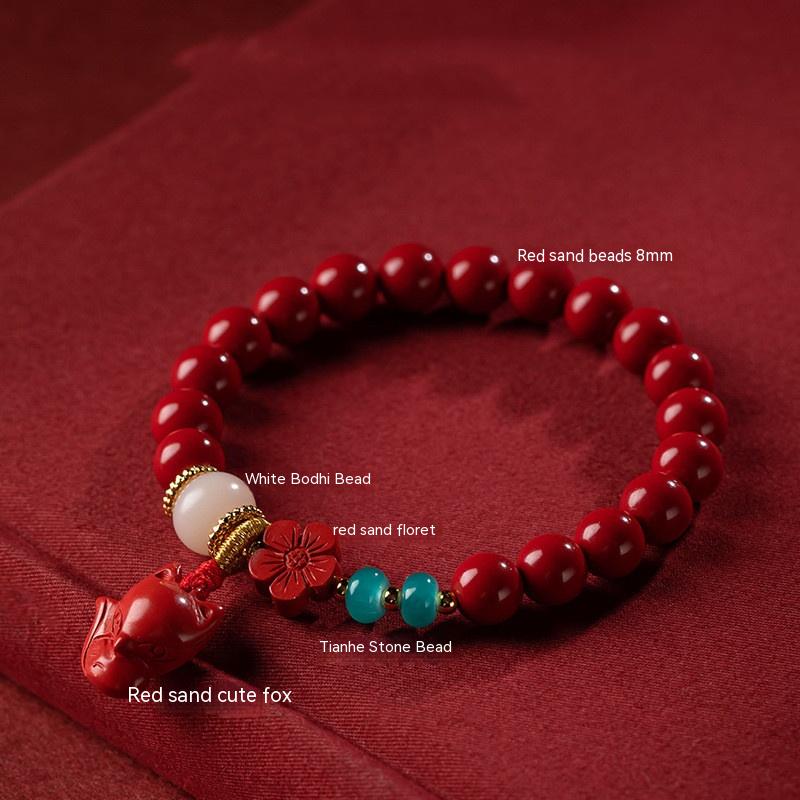 Pulsera de zorro de flor roja simple de moda para mujer