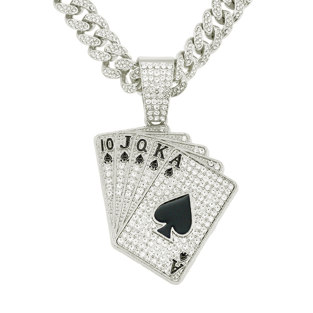 Pendentif Poker incrusté de diamants Collier Accessoires Pendentif