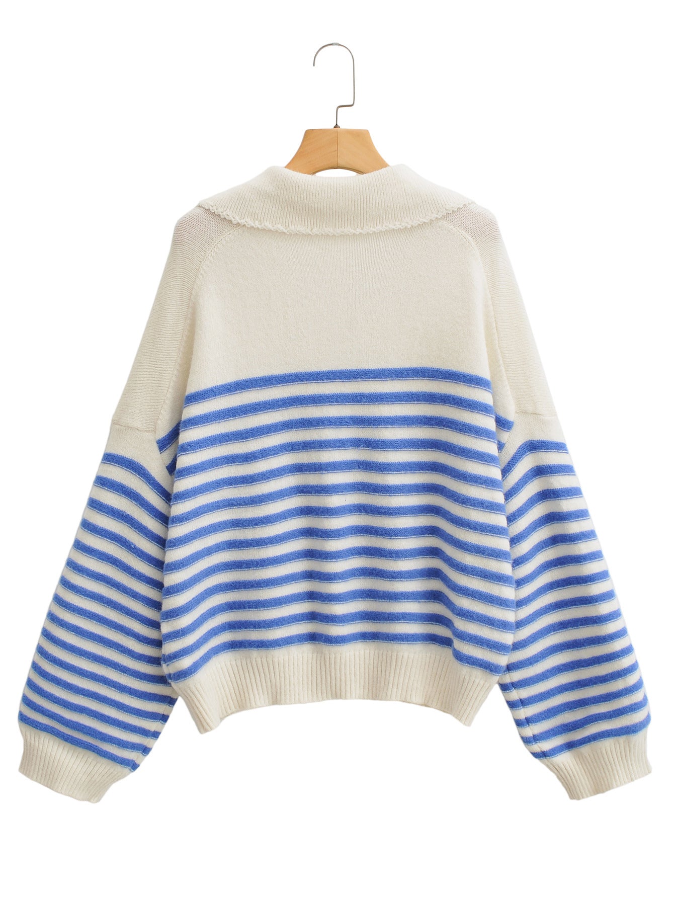 Jersey de punto a rayas con cuello en V para mujer